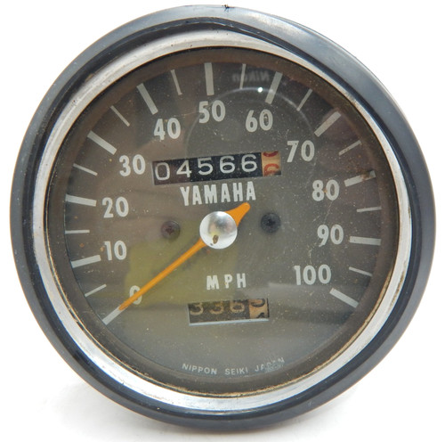 YAMAHA SPEEDOMETER Nippon Seiki Japan Motorcycle Gauge 0-100 mph Odometer 3.75"
