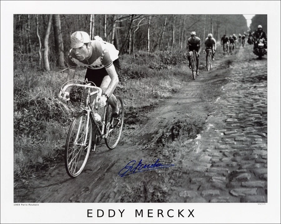 Impresión firmada por Eddy Merckx - París-Roubaix 1969, fotografía de ciclismo de 20 x 16 pulgadas Foto 2 de 4