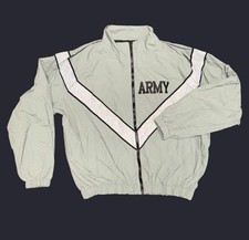 Vintage US Army Mens Size M Gray Military PT Jacket Coat Physical Training