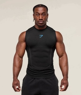 Size Large - Gymshark Onyx 5.0 V5 Tank - BLACK / ONYX GREY (Blue