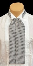 Men's Grey Pre-Tied Ascot Cravat Tie with Pin Victorian Formal Morning Dress