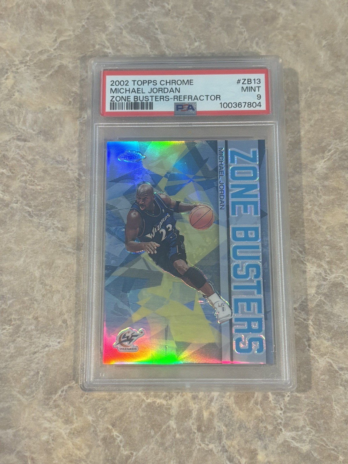 2002 Michael Jordan Topps Chrome Zone Busters Refractor Psa 9
