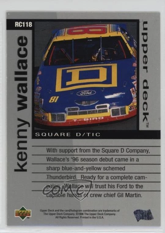 1996 Upper Deck Road to the Cup Kenny Wallace #RC118 - Image 2 of 2