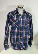 Ely Cattleman Plaid Western Pearl Snap Cowboy Shirt Men's Medium