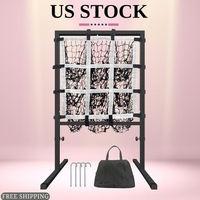 9 Hole Pitching Net Strike Zone Adjustable Height Batting Baseball Training