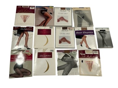 VTG Pantyhose Silk Reflections Tights Lot of 13 Various Colors & Sizes
