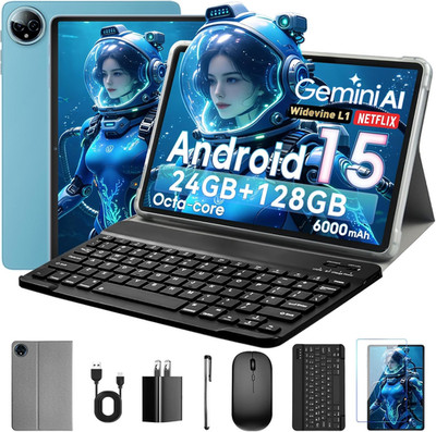 10 Inch Tablet, Android 15 with 24GB RAM + 128GB ROM (1TB Expandable), Octa-Core