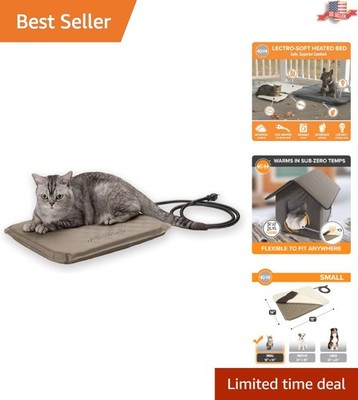 Small Waterproof Heated Cat Bed with Orthopedic Foam & Automatic Warming