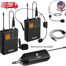 UHF Wireless Microphone System with Headset Lavalier Lapel Mic