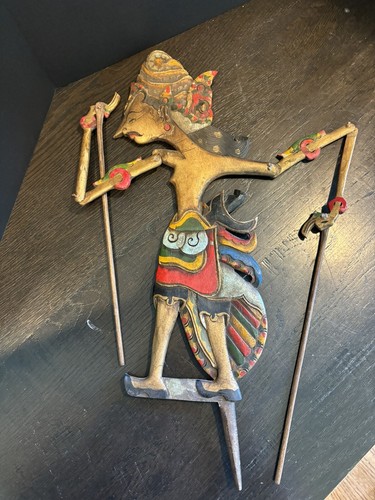Indonesian Wood Painted Shadow Puppet Vintage - Picture 9 of 9