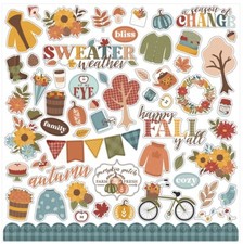 New  1 12x12 Sheet Echo Park Paper SWEATER WEATHER Scrapbook Element Stickers