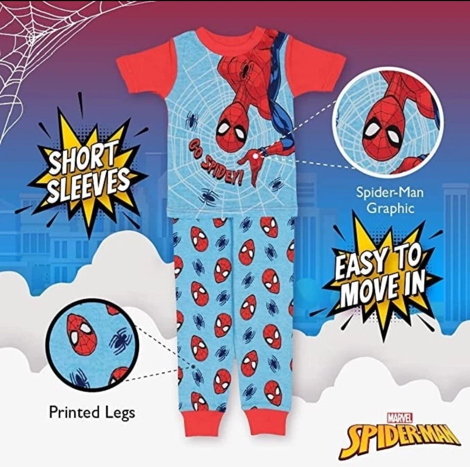 Pijama de algodón ajustado con libro Marvel Spider-Man 2 piezas para niños Foto 3 de 4