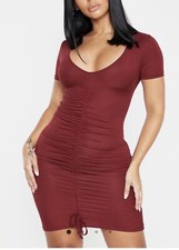 Boutique Women’s PLT Burgundy Jersey Ruched Cap Sleeve Dress Size 6 BNWT 