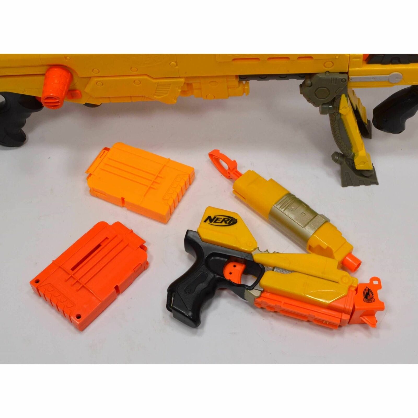 NERF LOT; LONGSHOT CS-6 BLASTER **ISSUE** + C-307a PULL-BACK