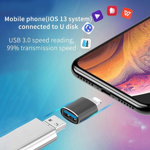 USB 3.0 OTG Adapter U Disk Lighting For iPhone 14 13 12 11 Pro iPad iOS 13 above - Picture 1 of 8