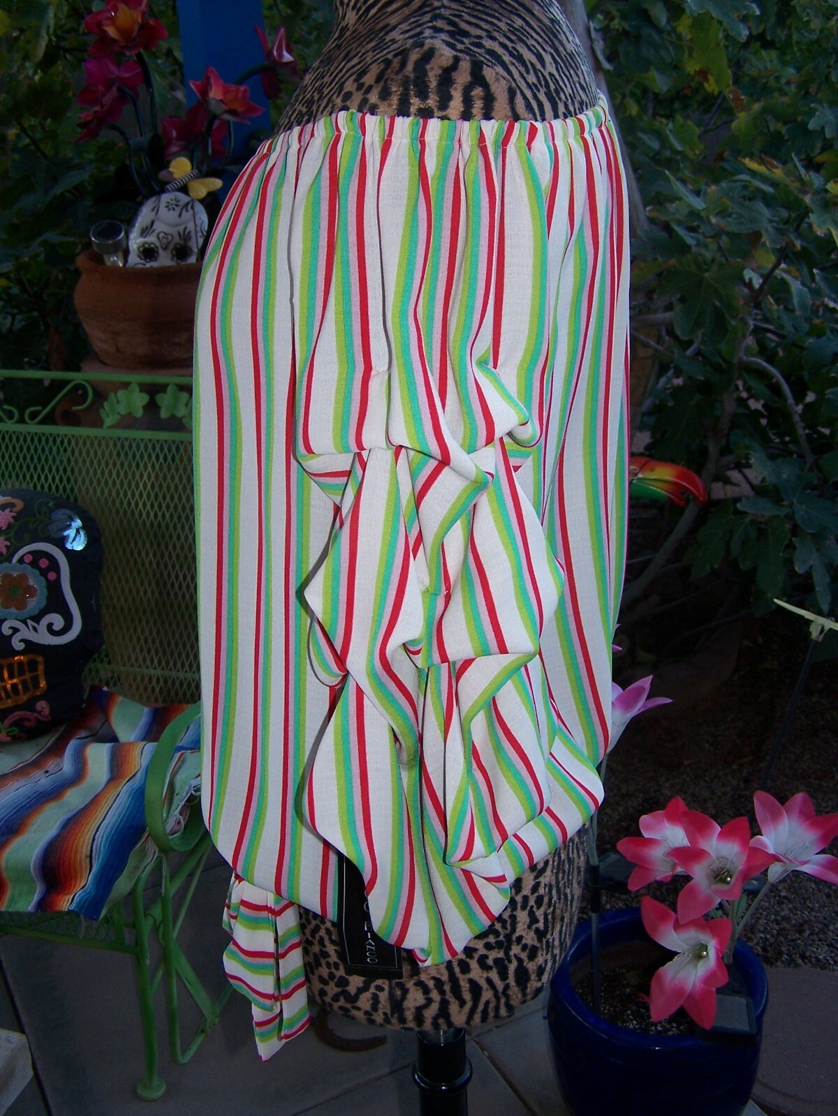 NWT~Boho Festival On/Off The Shoulder Ruffle Sleeve Tie Bottom Blouse~L~Boutique