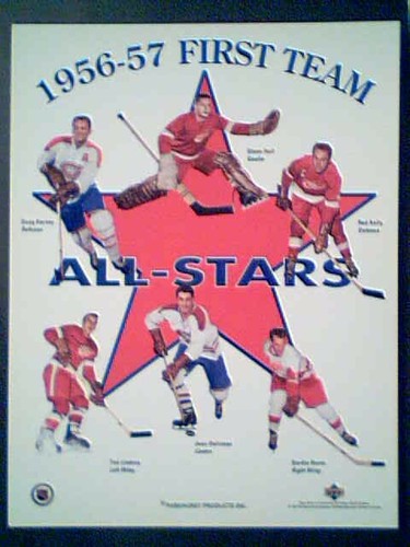 1956-57 NHL ALL-STARS TEAM 8.5-inch X11-inch COMMEMORATIVE SHEET