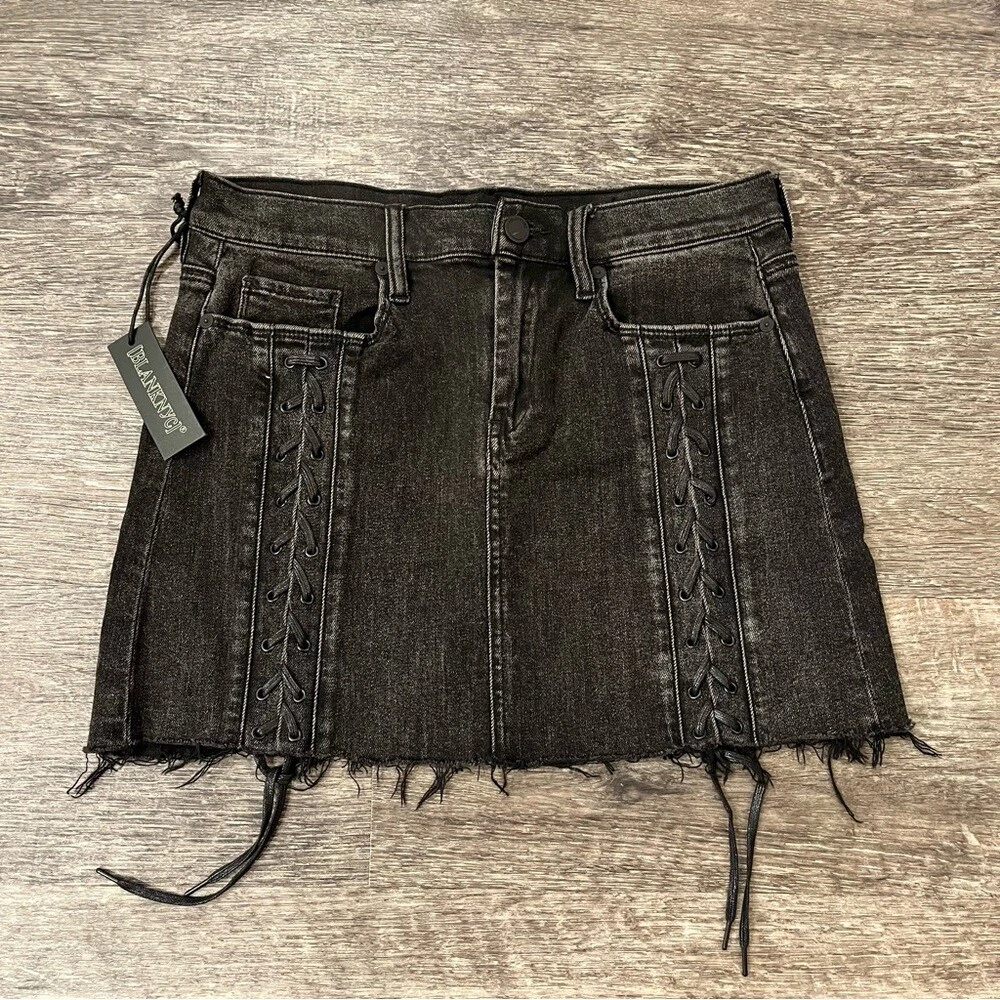 NWT Blank NYC Black Denim Lace Mini Skirt w/ Hem 28 | eBay