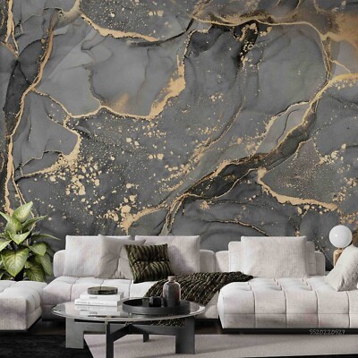 3D Gray Gold Texture Marble Self-adhesive Removable Wallpaper Murals 4
