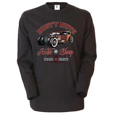 Longsleeve/Langarmshirt Schwarz V8 Hot Rod US Car&Automotiv Rusty Nuts 23918HD1