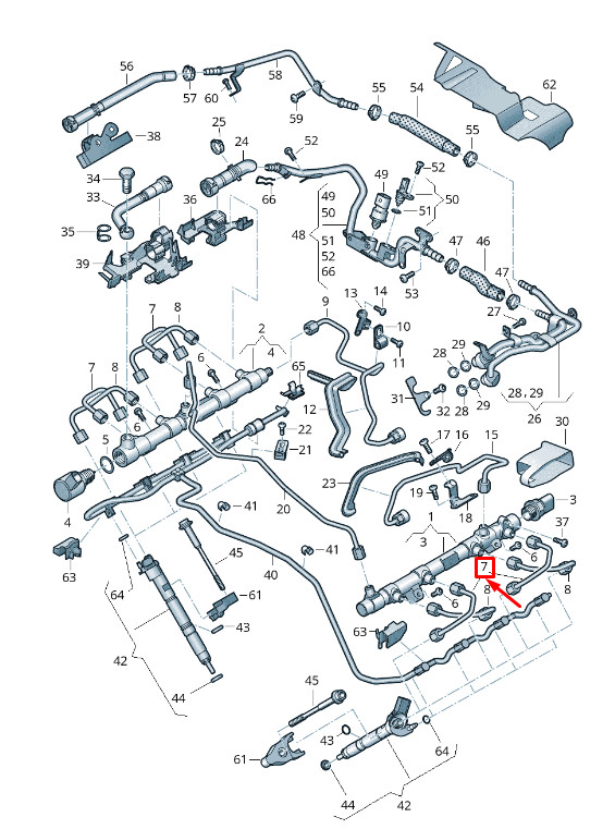 Tuyau de pression de rampe d'injection d'origine pour Audi A8 4N 057130241Ac