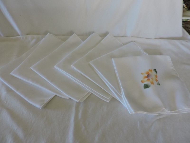 Group of Seven Napkins with Sunflower Design