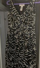 Eliza J Size 4 Fit & Flare Dress Black White Geo A-Line Zipper Designer
