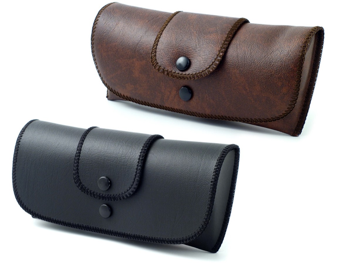 Double Snap Belt Loop Eyeglass Case PU Leather Vintage Sunglass Holder Calabria Double Snap Belt Loop Eyeglass Case PU Leather  main image 2