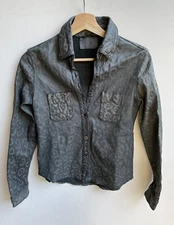 Da Rold Le Cuir Perdu Leather Button Down Shirt Green  Sz 42 Handmade Bust 34