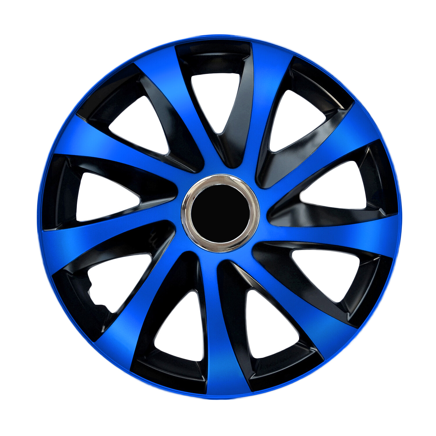 Enjoliveurs 14 pouces DRIFT EXTRA style sportif noir et bleu