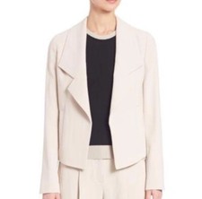 Hugo Boss Katalla Crepe Open Front Blazer Size 4 Beige Modern Minimalist 545