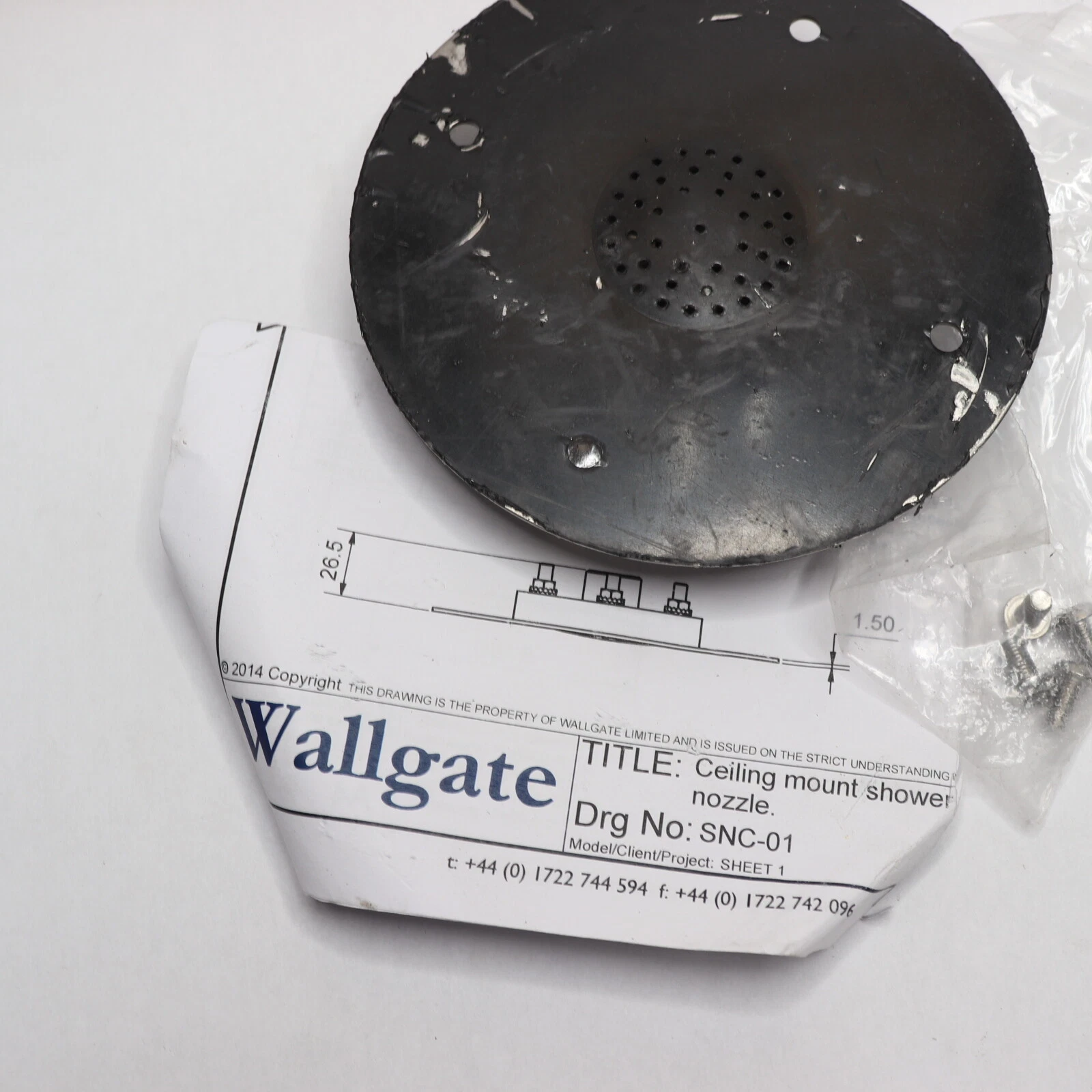 Wallgate Anti-Ligature Ceiling Mounted Shower Head SNC-01