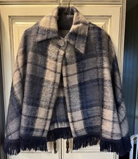 Murray Brothers Vintage Scotland Wool Mohair Warm Classic Shaw Cape - Blue Plaid