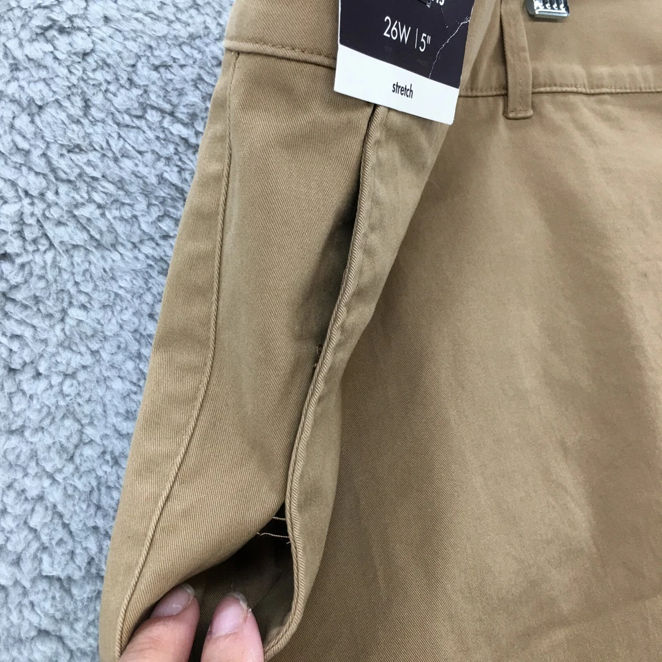 Pantalones Cortos Chinos AVA & VIV para Mujer 26W 5 pulgadas Beige Mezcla de Algodón Cremallera Frontal Plana NUEVO Foto 2 de 4