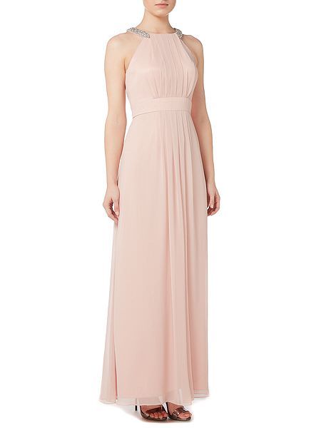 Eliza J Womens Pleated Halter Evening Dress Pink 8