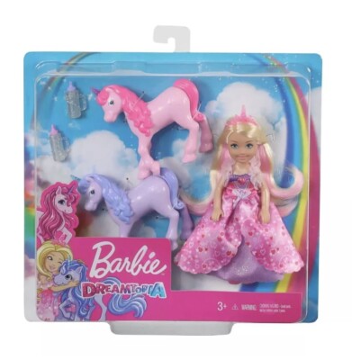 Barbie Dreamtopia Princess Chelsea Doll Baby Unicorns Set Mattel NIB  box Damage