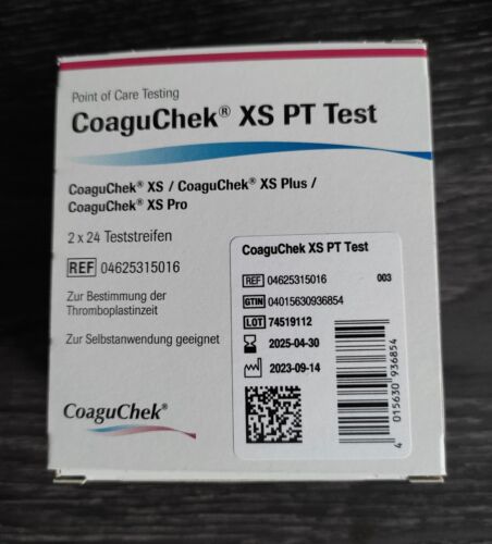 CoaguChek XS PT Test  2x24 Teststreifen / MHD 30.04.2025 - Bild 1 von 2