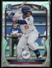 2023 Bowman #BCP-142 Yunior Garcia Chrome Green Camo Refractor