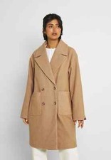 Vila Vilunes Herringbone Classic Coat In Tigers Eye Women's Sz 40 (large) Nwt