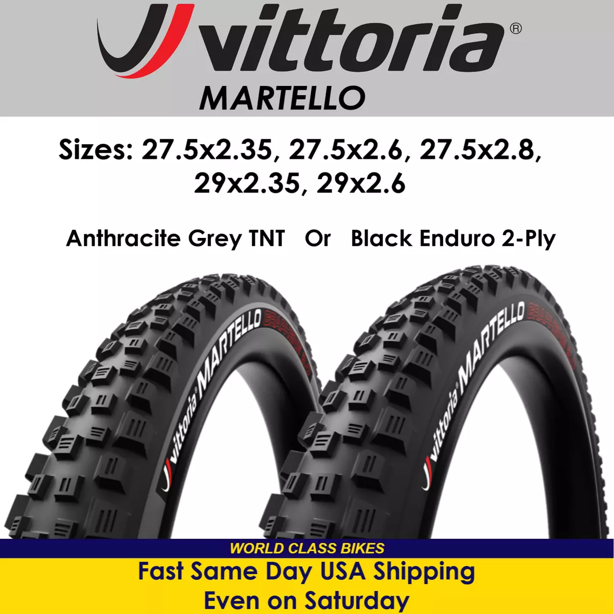 Vittoria Martello 27.5 or 29 Black or Grey Tubeless Ready Mountain Bike Tire