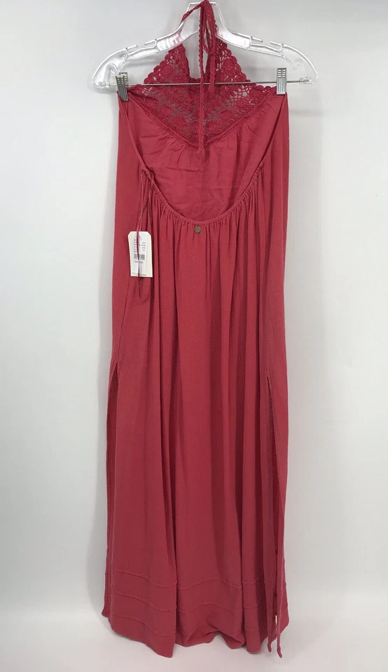 Maxi vestido de ganchillo rosa coral Billabong para mujer nuevo con etiquetas talla pequeña Foto 2 de 4