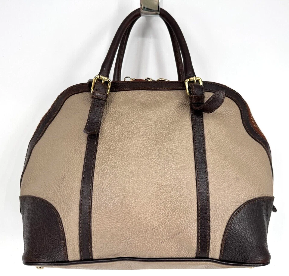 Valentina Lujo Marrón Guijarro Cuero Cúpula Bolso Cartera 2 Vías Bolso de Mano Foto 2 de 4