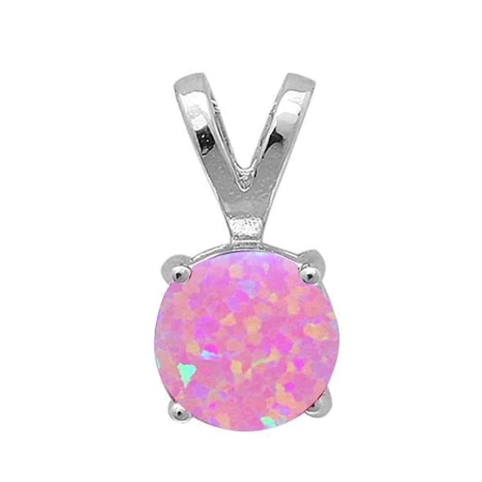 1.25 ct. Pink Opal Solitaire Pendant Necklace set in Solid Sterling Silver