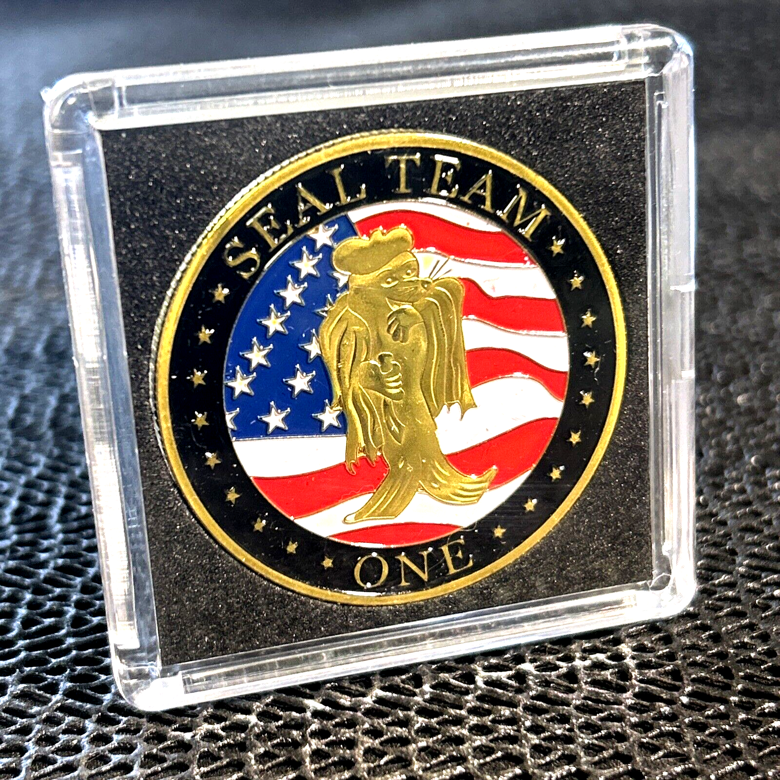 US NAVY CHALLENGE COIN-Seal Team One (1) Special Warefare Goup w/2x2 ST Case!-image