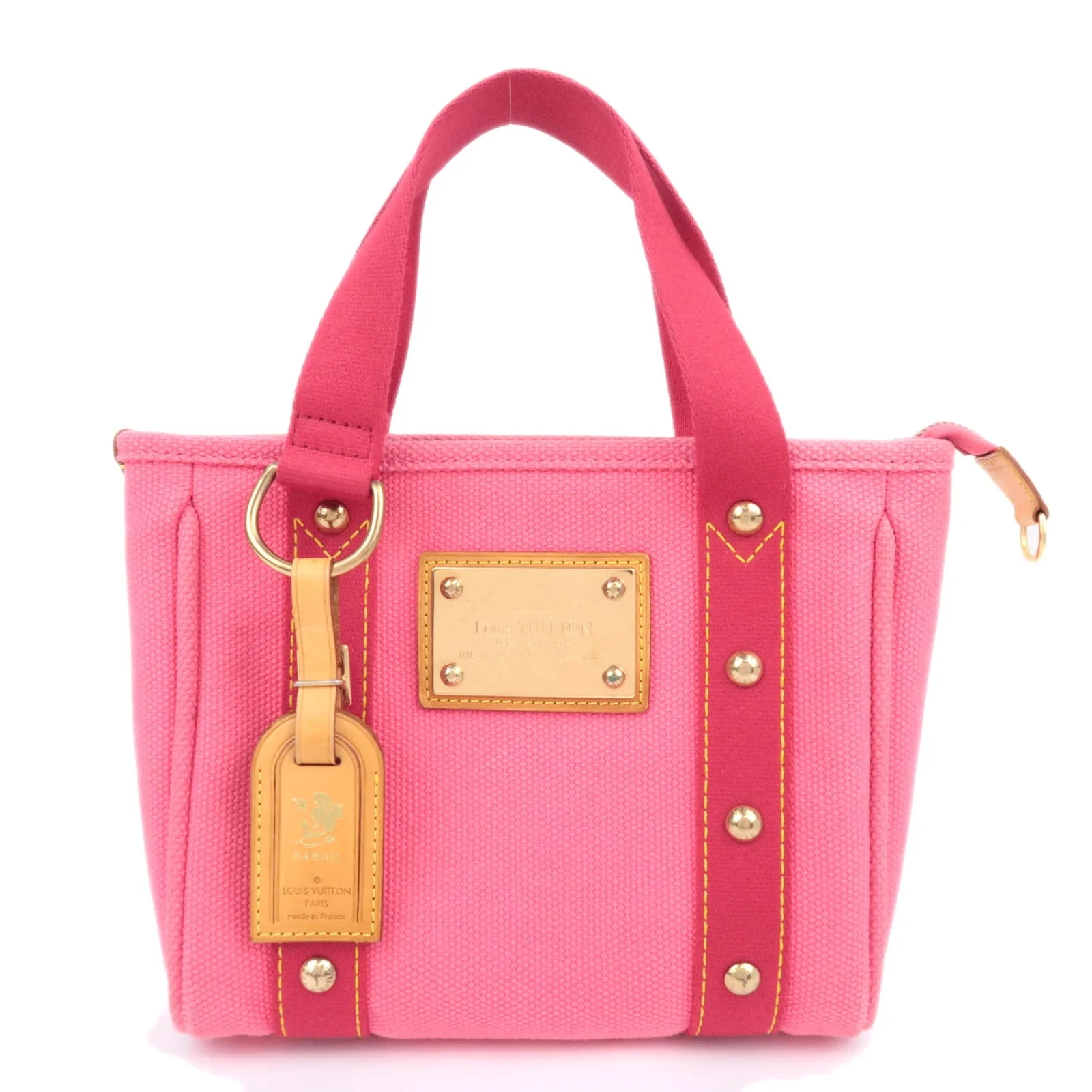 Louis Vuitton Antigua Cabas PM Tote Bag Handbag Rose Pink Gold HDW M40088 Auth