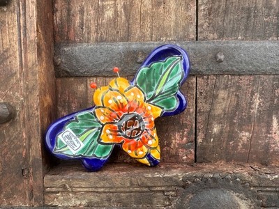 Handcrafted MINI 3.5-4.5  Tall Talavera Style Bee Hand Painted Mexican Folk Art