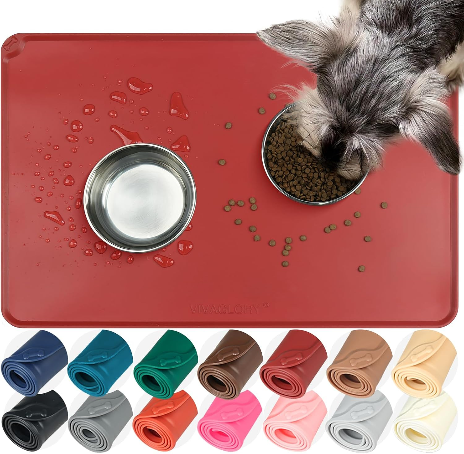 Mat Flexmat Dog Bowl Mat Placemat Food Tray With Raised Edges & Lip