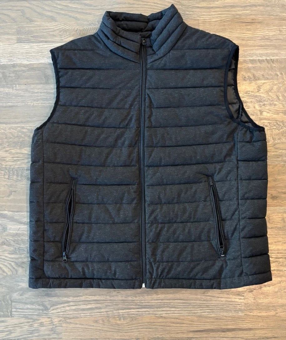 Jos A Bank Full Zip Quilted Vest Men’s XL Black Outdoors Layered