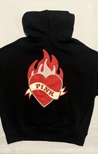New Victoria s Secret Pink Full Zip Hoodie XS Logo Black Heart Fire NWT
