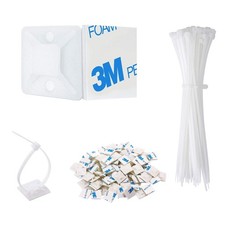 Strong Back-Glue Self Adhesive Cable Zip Tie Mounts Kit 6Inch-100 Set, White 